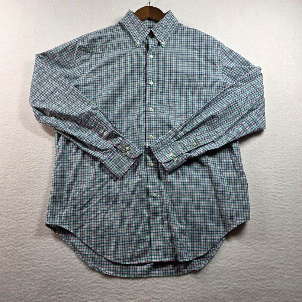 Lauren Ralph Lauren Men's‎ 16.5 34/35 Classic Fit Stretch Plaid Shirt Green